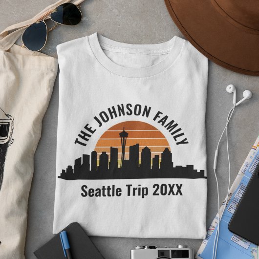 T-shirt Seattle Skyline Coucher de soleil sur mesure vacan