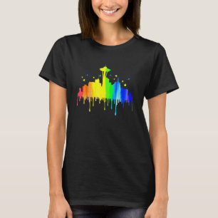 T-shirt Seattle Skyline Rainbow Space Needle Gay pride Mon