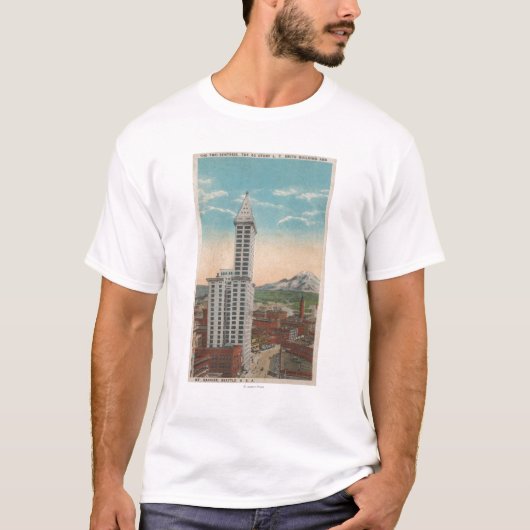 T-shirt Seattle, vue de tour de WASmith et mont Rainier (Devant)