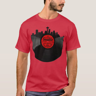 T-shirt Seattle Washington Vinyl Record Vintage Skyline De