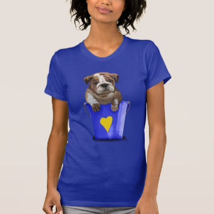 T-shirt Seau de bouledogue de bleu d'amour