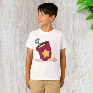 T-shirt Seau de sable rouge avec étoile et pelle