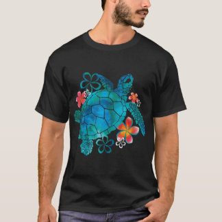 T-shirt Seaurtle with Flowers girl