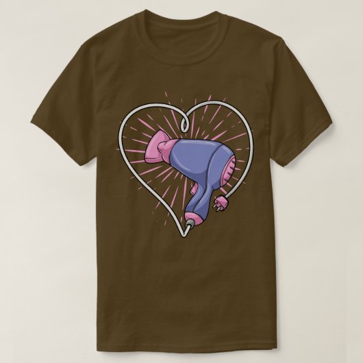 T-shirt Sèche-cheveux avec fil à câble et coeur (Design devant)