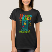 T-shirt Second Grade Level Unlocked Gamer Ck To School Con (Devant)