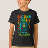 T-shirt Second Grade Level Unlocked Gamer Ck To School Con (Devant)