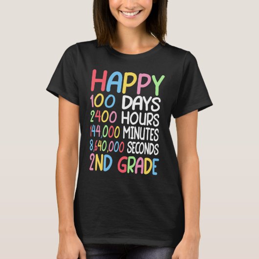 T-shirt Second Grade Math Teacher Student 100 Days Of 2nd  (Devant)