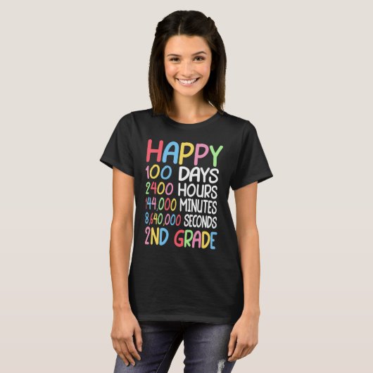T-shirt Second Grade Math Teacher Student 100 Days Of 2nd  (Devant entier)