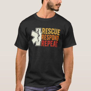 T-shirt Secouriste Répondre Répéter Rétro Étoile de la vie