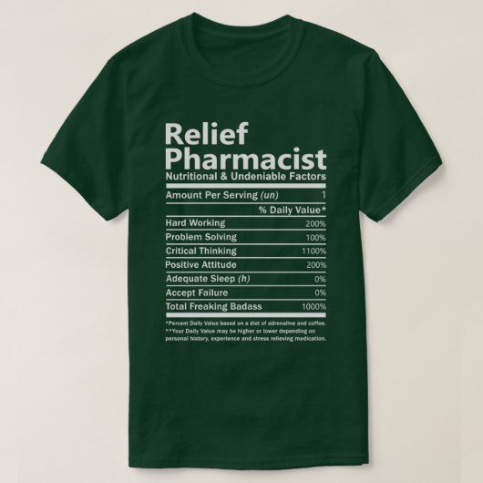 T-shirt Secours Pharmacien nutritionnel et indéniable Fact (Design devant)