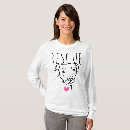 T-shirt Secourt de chien Pitbull Coeur mignon Adopter anim (Devant entier)