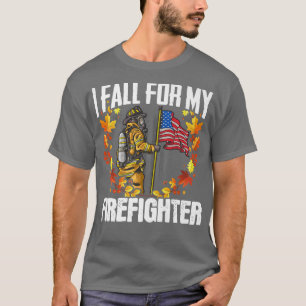 T-shirt Secourt D'Incendie Automne Je Tombe Pour Mon Pompi