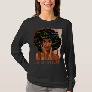 T-shirt Secrétaire d'école Femmes africaines Messy Bun Bla