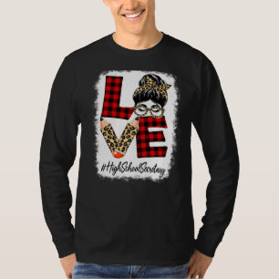T-shirt Secrétaire du lycée Love Messy Bun Leopard Back