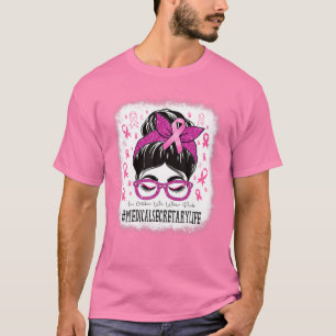 T-shirt Secrétaire Médicale Messy Bun Femmes Cancer du sei
