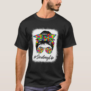 T-shirt Secrétaire Messy Bun Femmes soutenant l'autisme