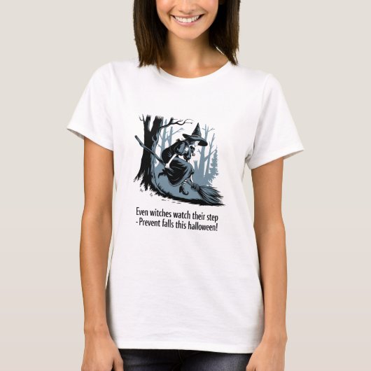T-shirt sécurité d'Halloween classique avec sorcière (Devant)