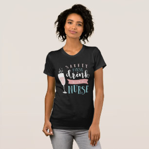 T-shirt sécurité première, boisson avec une infirmière