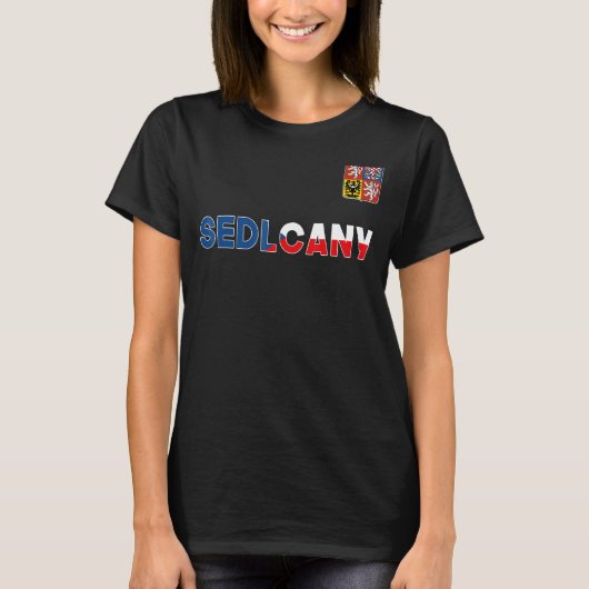 T-shirt Sedlcane République Tchèque Drapeau Coeur Lion Coa (Devant)