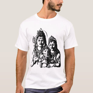 T-shirt Seigneur Ganesha avec Shiva et Parwati