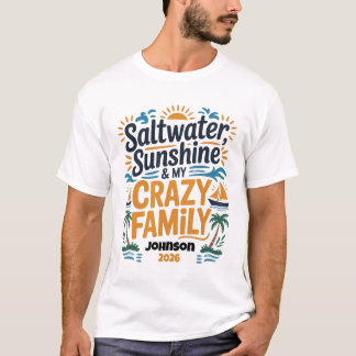 T-shirt Séjour familial au soleil en eau salée Nom personn