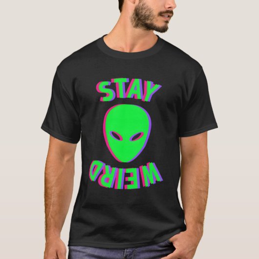 T-shirt Séjour Incroyable Étrange Alien Face Glitch Ufo Ex (Devant)