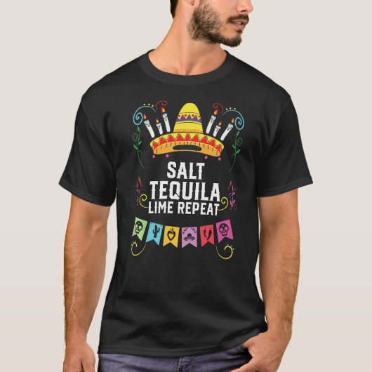 T-shirt Sel Tequila Lime Répéter alcoolique Tequila Boisso (Devant)