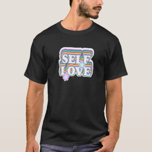 T-shirt Self Love Super Arc-en-ciel avec Fleurs Premium