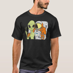 T-shirt Selfie Alien & Astronaut Ufo Aliens Univers Galaxy