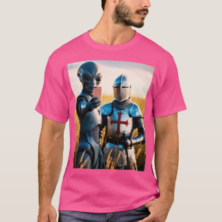 T-shirt Selfie Alien Avec Chevalier Templier
