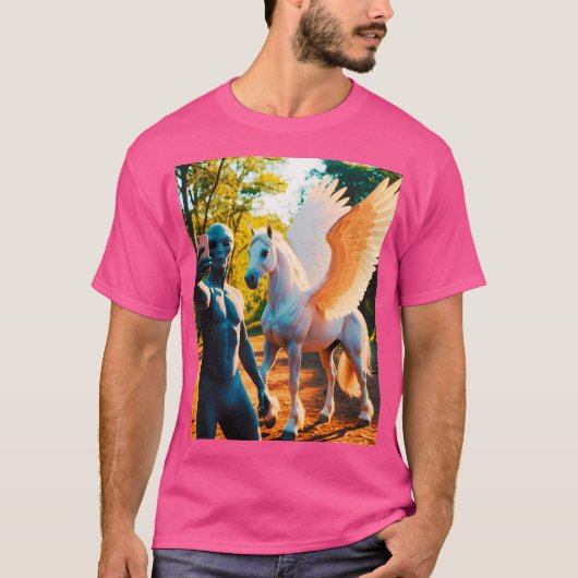 T-shirt Selfie Alien Avec Pegasus (Devant)