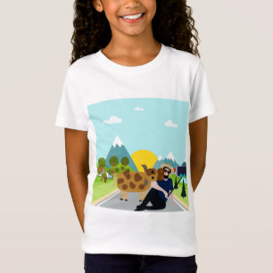 T-Shirt Selfie avec une vache sur la route