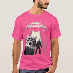 T-shirt Selfie Chat Avec Alien Ufo Bigfoot Ape Drôle Chat
