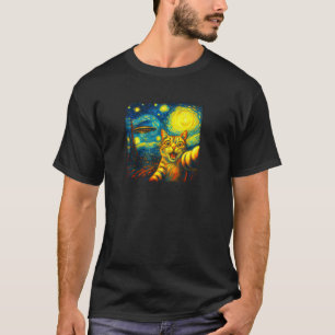 T-shirt Selfie Chat Avec Alien UFO Funny Starry Night Van