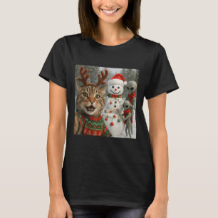 T-shirt Selfie Chat De Noël Drôle Avec Alien Bigfoot &