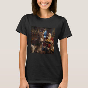 T-shirt Selfie d'âne avec le Père Noël drôle de mème de No