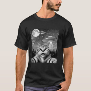 T-shirt Selfie de chat Alien drôle avec OVNI Idée cadeau H
