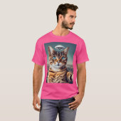 T-shirt Selfie De Chat Avec Ufo (Devant entier)