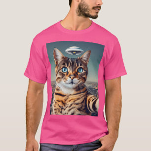 T-shirt Selfie De Chat Avec Ufo