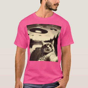 T-shirt Selfie De Chat Avec Ufo