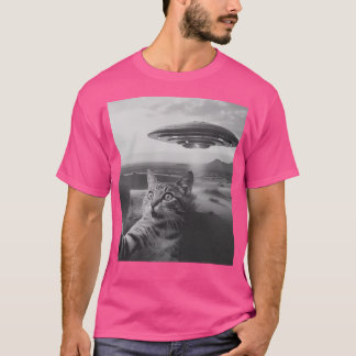 T-shirt Selfie De Chat Avec Ufo