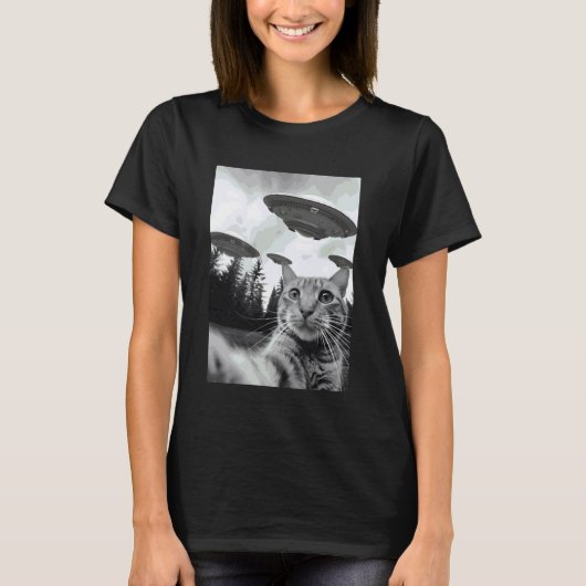 T-shirt Selfie de chat extraterrestre (Devant)