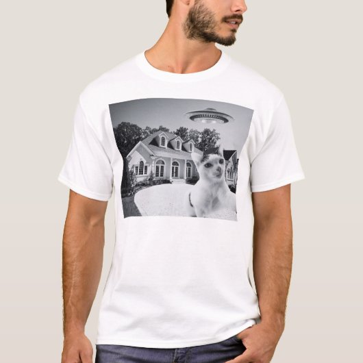 T-shirt Selfie De Chat Sur L'Espace (Devant)