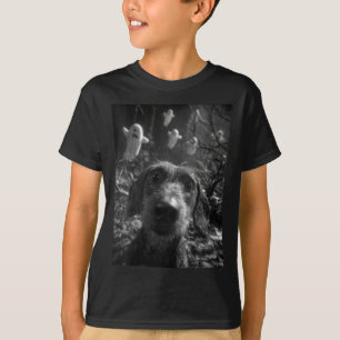 T-shirt Selfie de femme avec des dachshunds avec des fantô