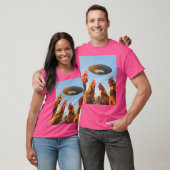 T-shirt Selfie De Poulet Avec Ufos Aliens Drôle Graphique (Unisexe)