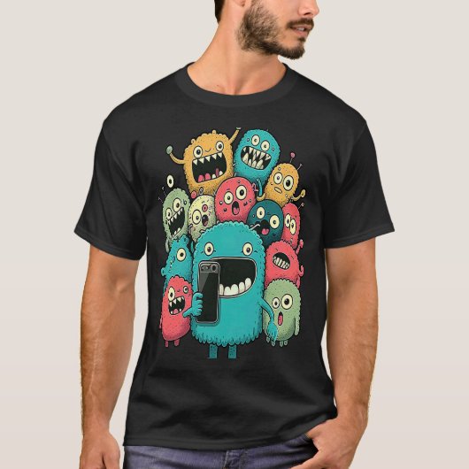 T-shirt Selfie Group Monsters Silly Face Group Photo Cu (Devant)