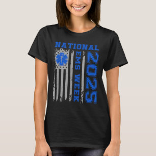 T-shirt Semaine Nationale Ems 2025 Drapeau Usa Urgences Mé