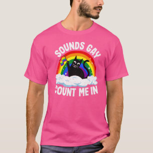 T-shirt Semble gay Comptez sur moi Chat Drapeau arc-en-cie