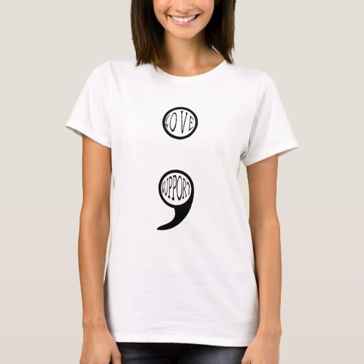 T-shirt Semi-Colon Amour et support (Devant)