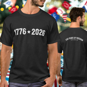 T-shirt Semi-quinquennal 1776 à 2026 chiffres blancs